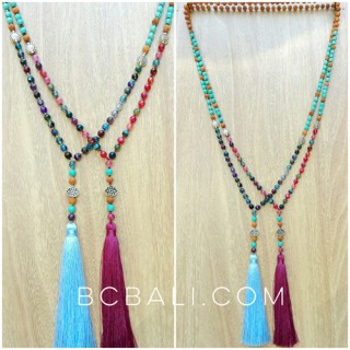 glass beads tassels necklaces handmade with ganitri